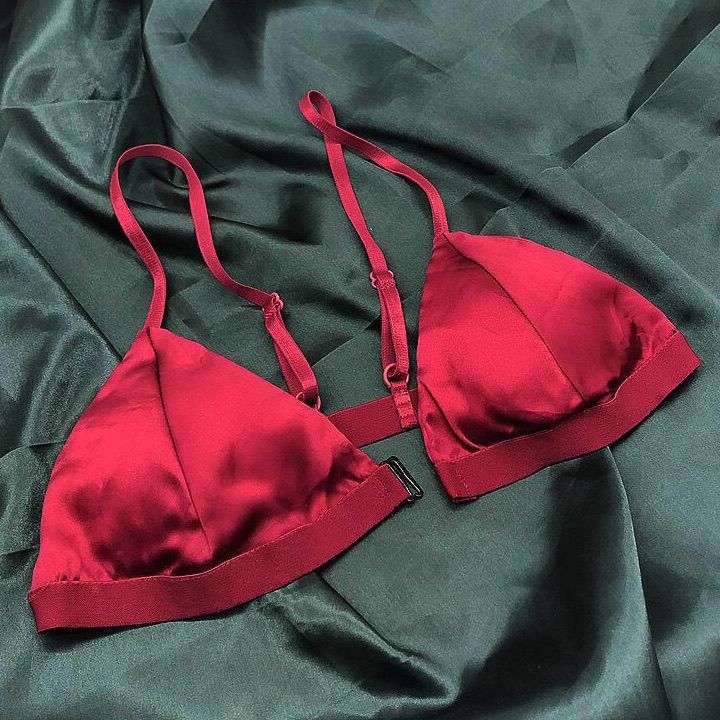 Smooth front button-down sports bra, pure lust style, beautiful back underwear, summer ultra-thin bra, 100% mulberry silk