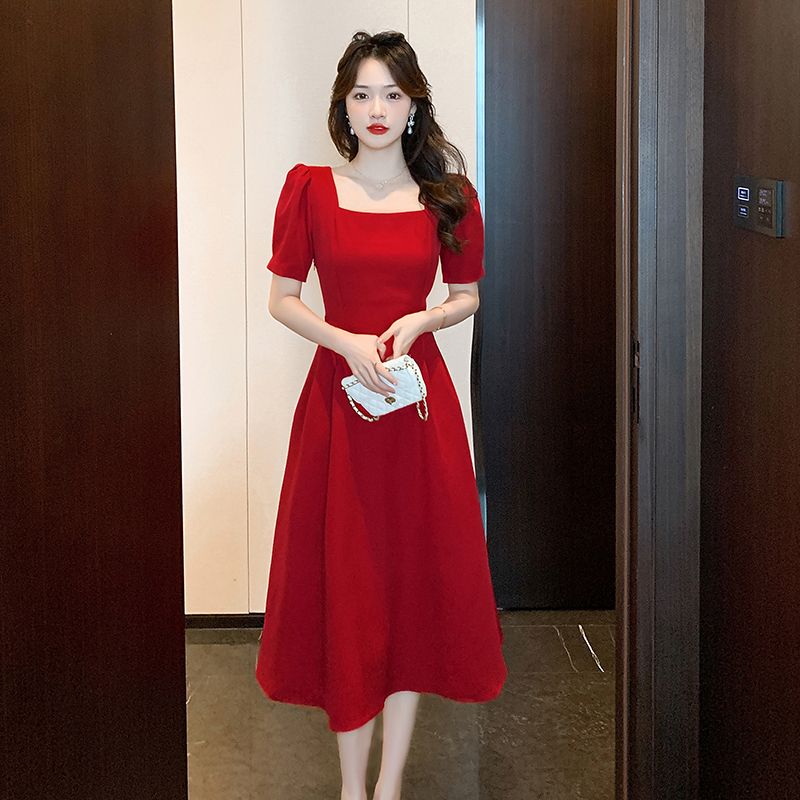 敬酒服新娘2023年夏季新款微胖妹結婚禮服訂婚回門平時可穿連衣裙