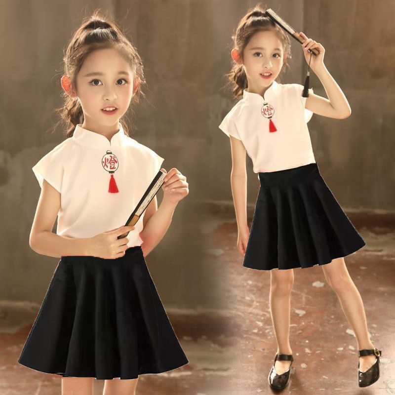 Children's clothing  Korean version new girl summer dress skirt versatile fashion girl skirt student princess pleated skirt