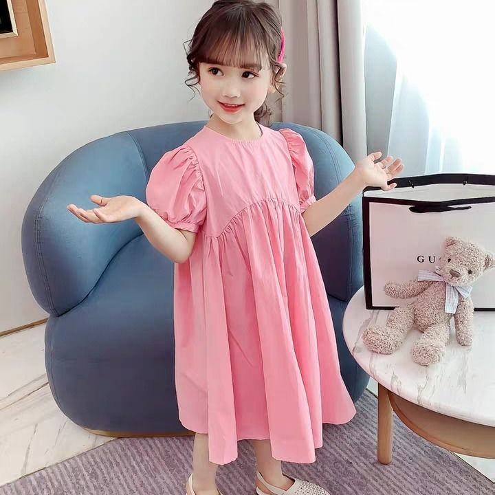 Girls' dress summer dress 2023 new Korean version of children's summer skirt foreign style loose short-sleeved net red princess dress