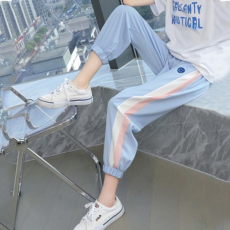 女童褲子夏季薄款速干2023新款兒童運動冰絲防蚊褲中大童夏裝女孩