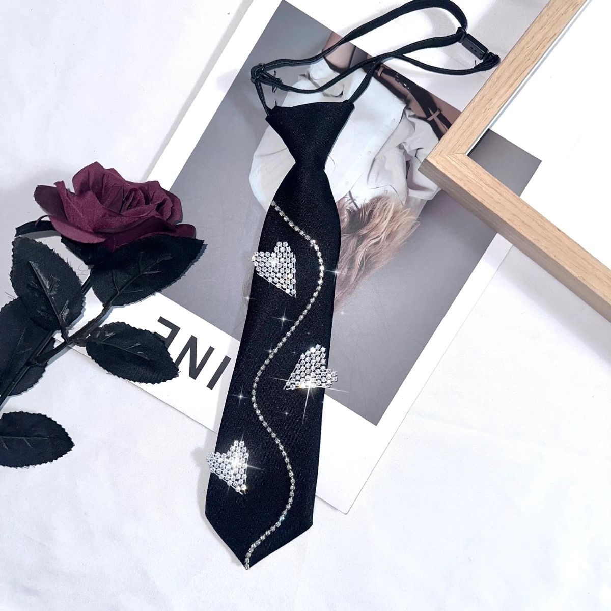 Cravate à col de chemise Style académie pour femmes, avec nœud en diamant scintillant, personnalisé, doux et Cool, tendance JK, nouvelle collection 2023_voghion.com