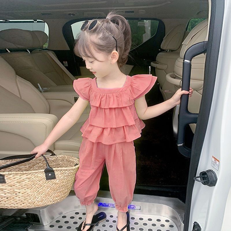 女童甜美套装夏装新款儿童洋气时髦宝宝夏季网红防蚊两件套潮