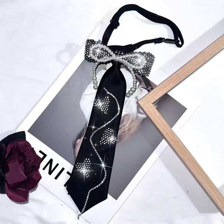 Cravate à col de chemise Style académie pour femmes, avec nœud en diamant scintillant, personnalisé, doux et Cool, tendance JK, nouvelle collection 2023_voghion.com