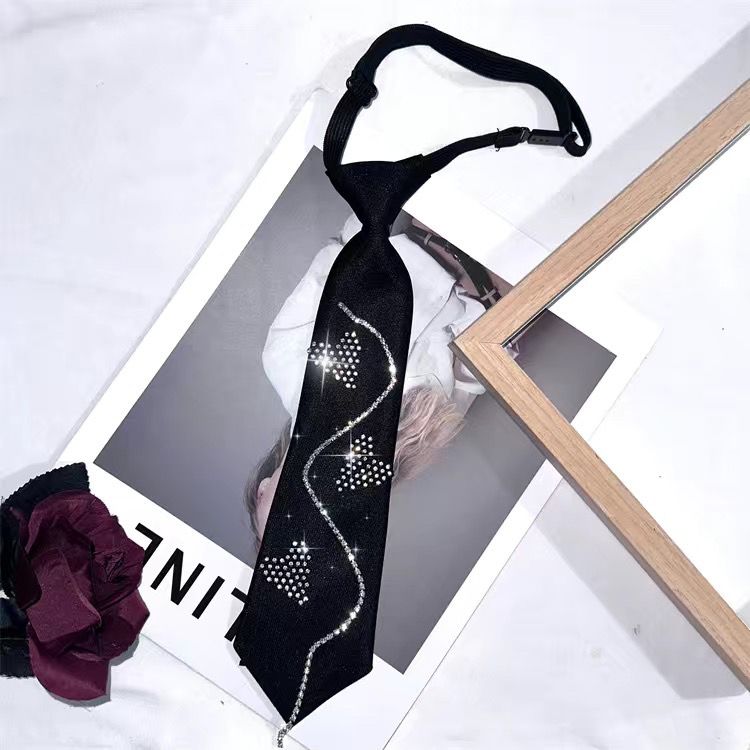Cravate à col de chemise Style académie pour femmes, avec nœud en diamant scintillant, personnalisé, doux et Cool, tendance JK, nouvelle collection 2023_voghion.com