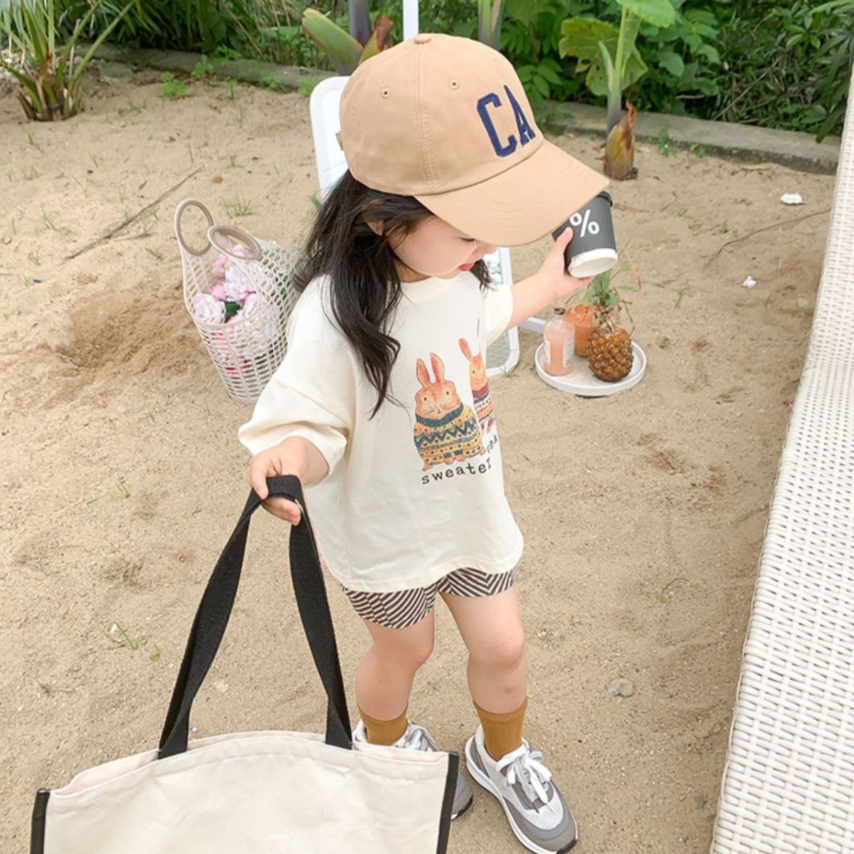 Girls cotton short-sleeved T-shirt summer dress  new small and medium-sized children's baby foreign style Korean summer half-sleeved top