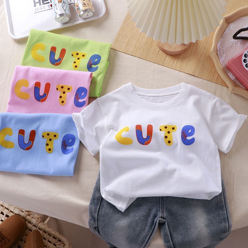 2023 summer new children's cotton T-shirt boys and girls Korean version of short-sleeved baby summer jacket boy foreign style t
