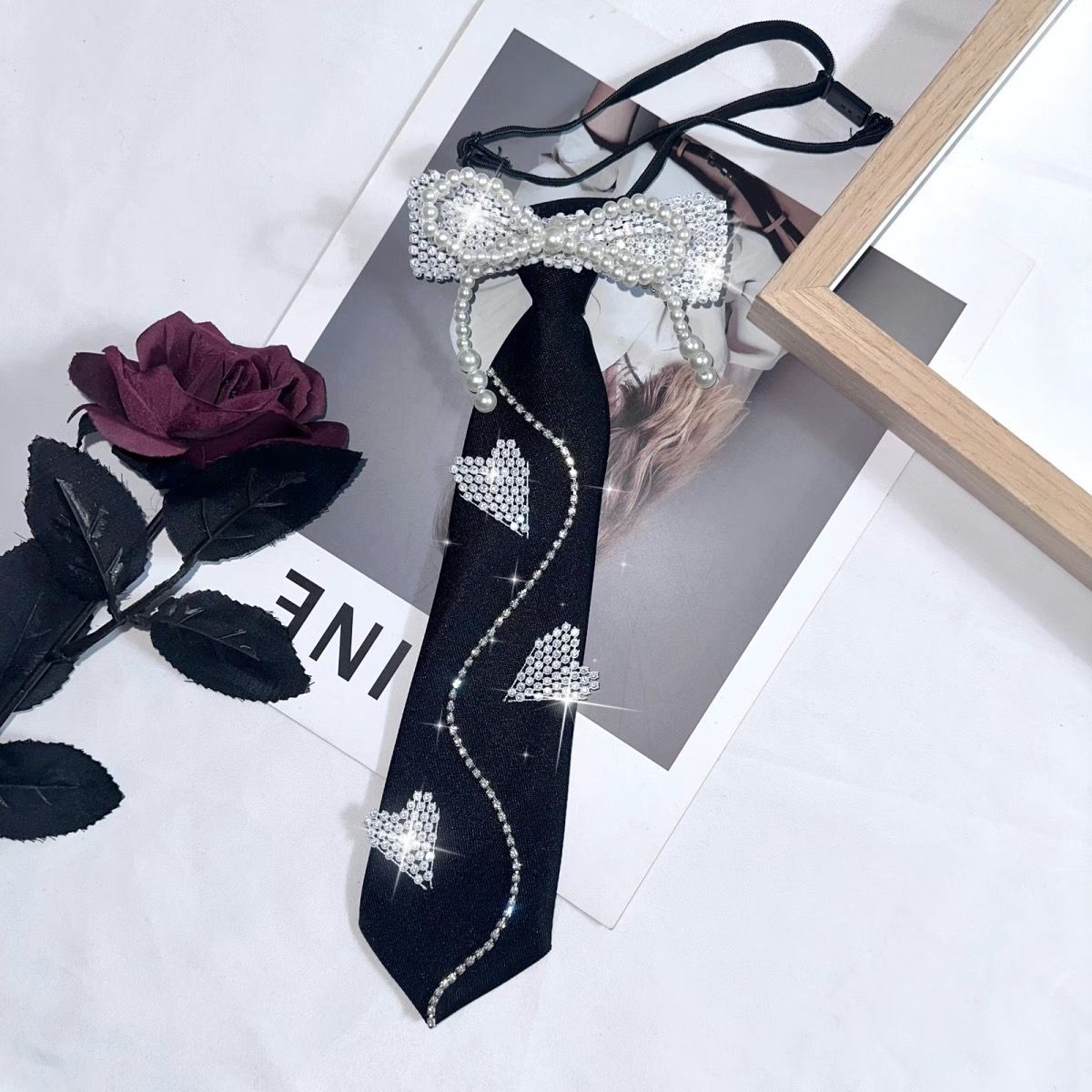 Cravate à col de chemise Style académie pour femmes, avec nœud en diamant scintillant, personnalisé, doux et Cool, tendance JK, nouvelle collection 2023_voghion.com