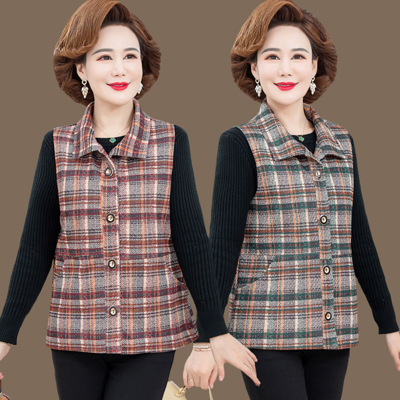 Spring and autumn middle-aged and elderly women's vest mother's wear thin section large size vest middle-aged women's vest shoulder vest vest coat