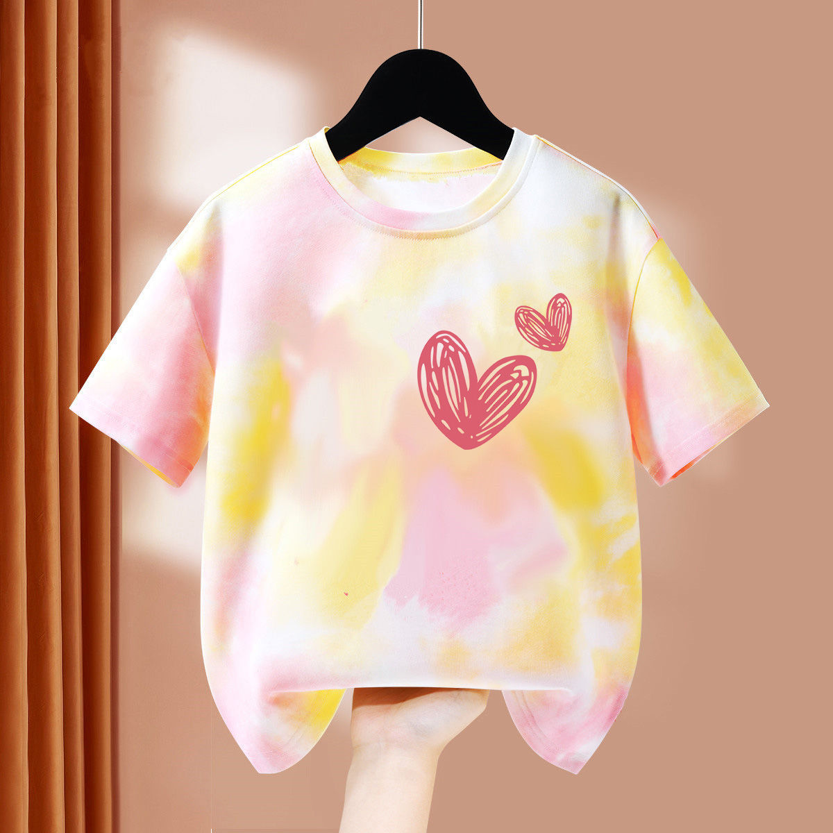 Girls summer pure cotton short-sleeved tops tie-dye  new children's t-shirt girls summer half-sleeved children's clothes