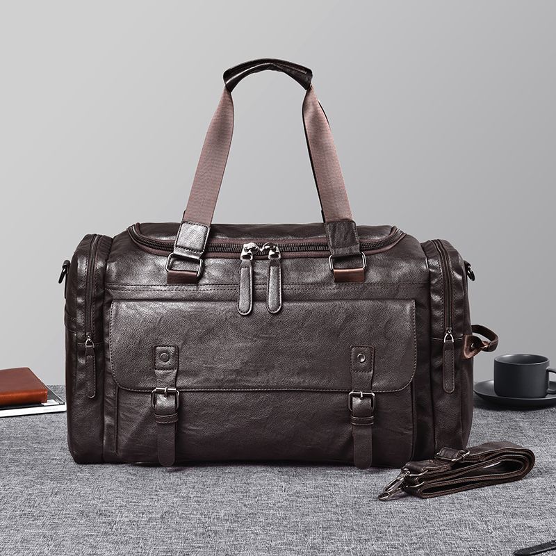 旅行包男士手提包大容量真皮质感商务出差单肩斜挎包多功能行李包