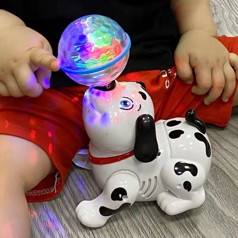 儿童电动狗玩具顶球旋转小狗男孩女宝宝跳舞会动灯光音乐婴儿玩具