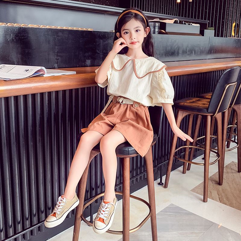 Girls' suits, summer clothes, thin children's clothes, 2023 new short-sleeved Korean version, summer Internet celebrities, fashionable and casual two-piece suit