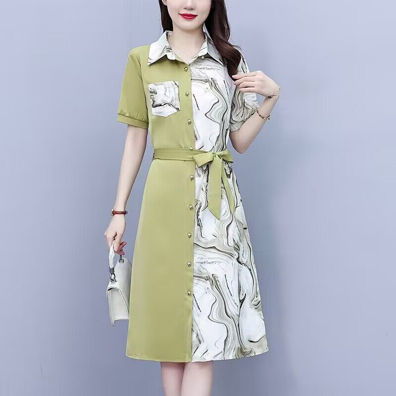 氣質名媛襯衫連衣裙女2023夏季新款大碼高端輕奢女裝胖mm顯瘦裙子