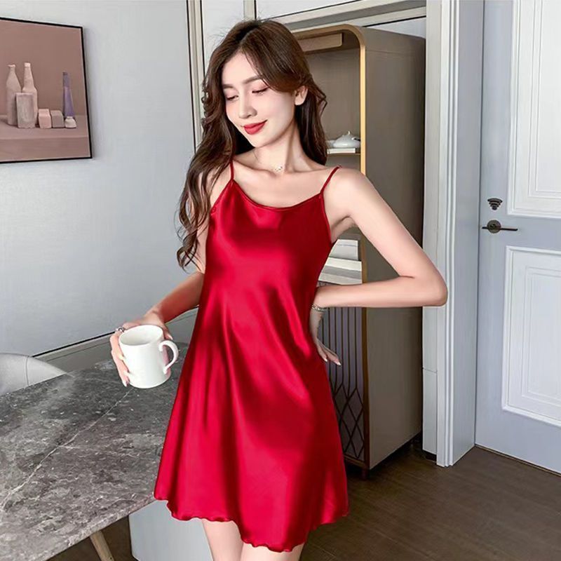 Sling nightdress ladies pajamas summer summer silk ice silk vest imitation silk thin section sexy temptation dress