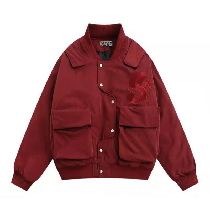 American ins trendy brand casual flight suit jacket high street ruffian handsome men and women the same spring solid color all-match baseball uniform