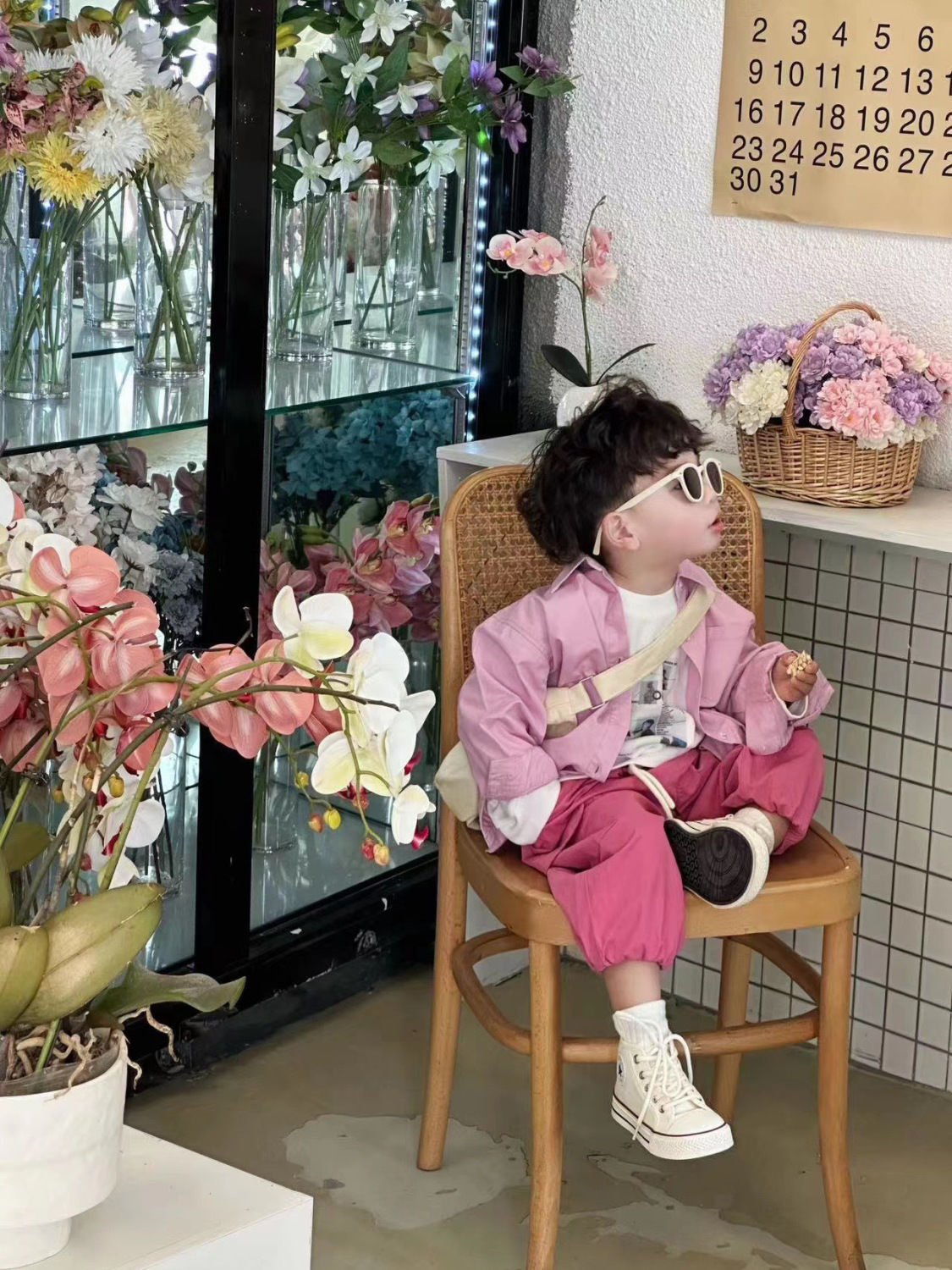 太韩了~2023春款粉色衬衫男宝阳光帅气外套韩风童装宝宝衬衫网红