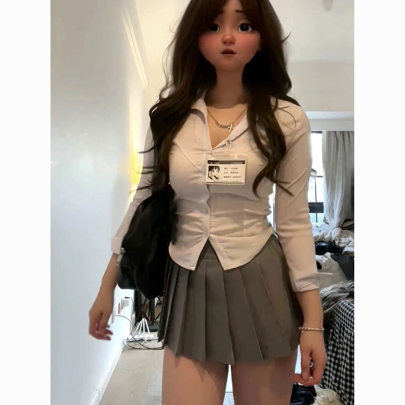 甜辣炸街jk制服學院風減齡收腰襯衫女辣妹長袖襯衣百褶裙兩件套裝
