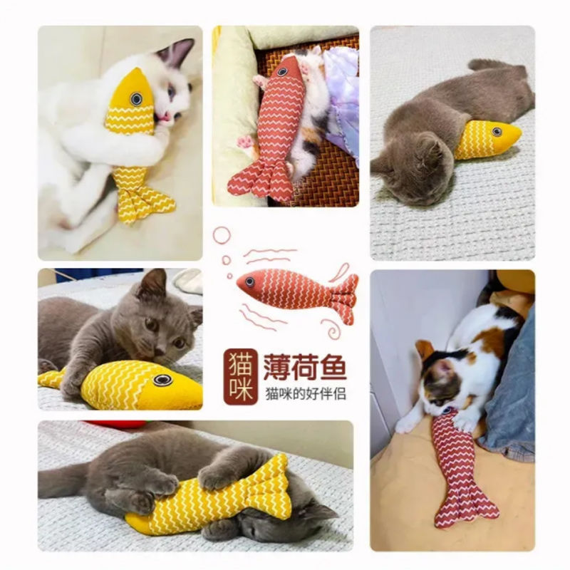 Cat Toys: Self Relieving Pussy Cat Mint Hemp Imitation Fish Baby Cat Teeth Grinding Cat Pussy Cat Stick Pet Supplies