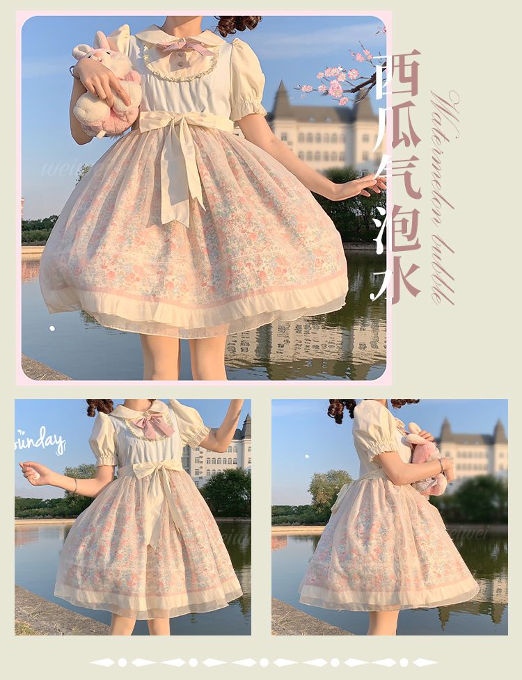 サマードレス 春日木花柄パストラルクラロリータ