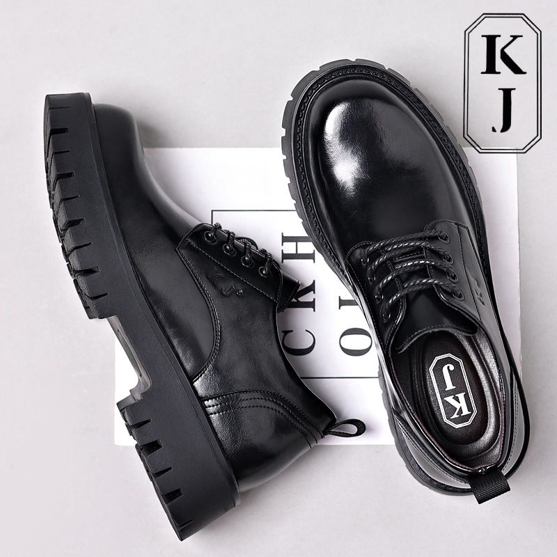 French KJ Men's 8cm Genuine Business Dress Inner Heightening Leather Shoes Korean Edition_vogvips.com