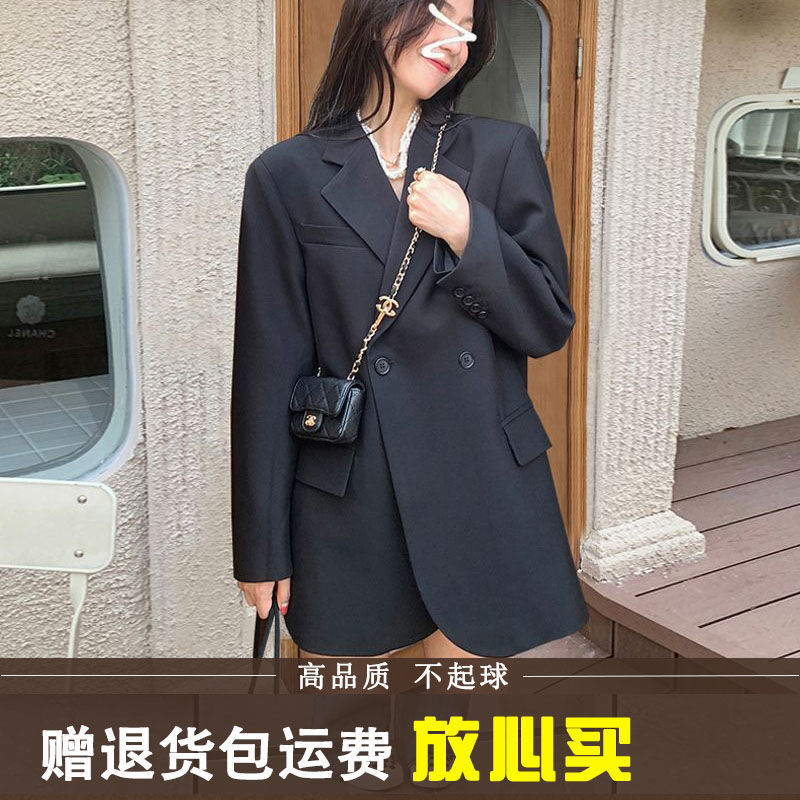 2023 spring and autumn new high-end black suit jacket for women oversize casual loose silhouette suit top