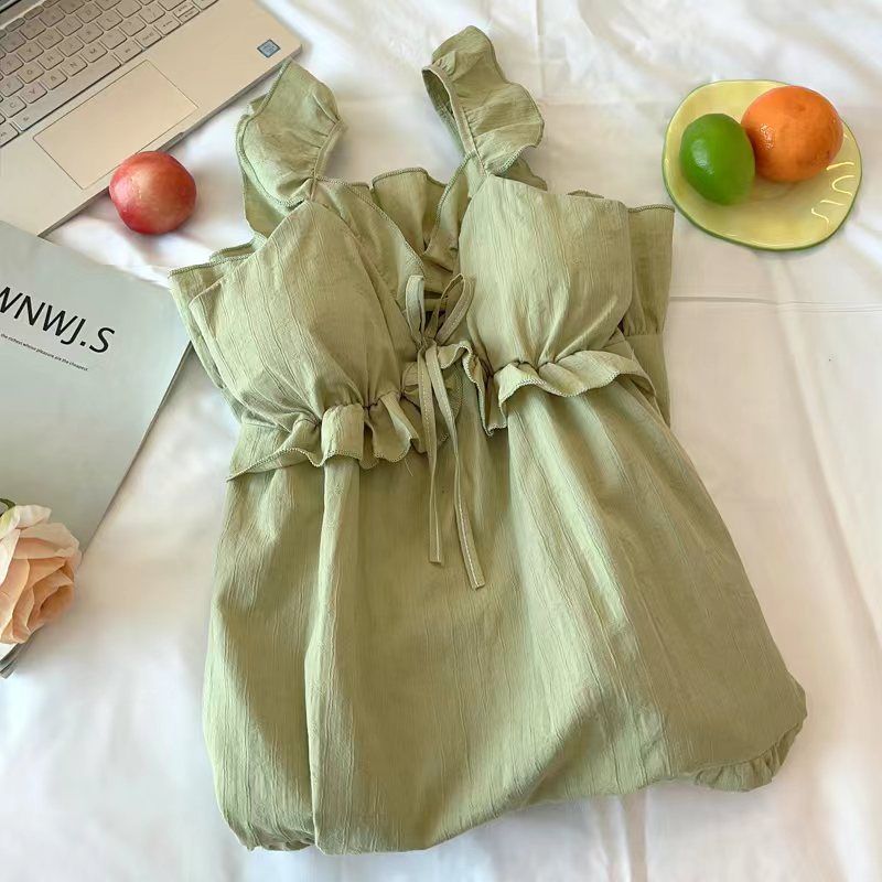 Pure cotton gauze nightdress women's summer pajamas with chest pad ins wind high value pure desire wind girl sweet maternity dress