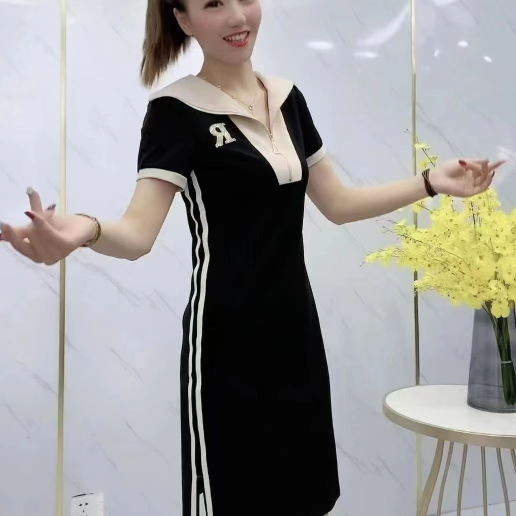 抖音爆款拼接連衣裙子女2023年新款高檔韓版洋氣收腰顯瘦遮肉裙子