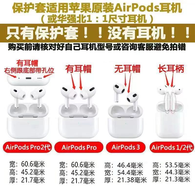 1.适用airpodspro2保护套卡通苹果2代保护套软壳3代磨砂5代耳机套