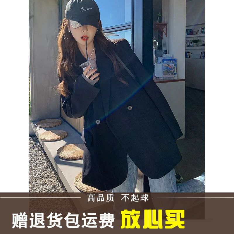 Black suit jacket for women 2023 spring and autumn new minimalist high-end street Korean style slimming popular suit this year