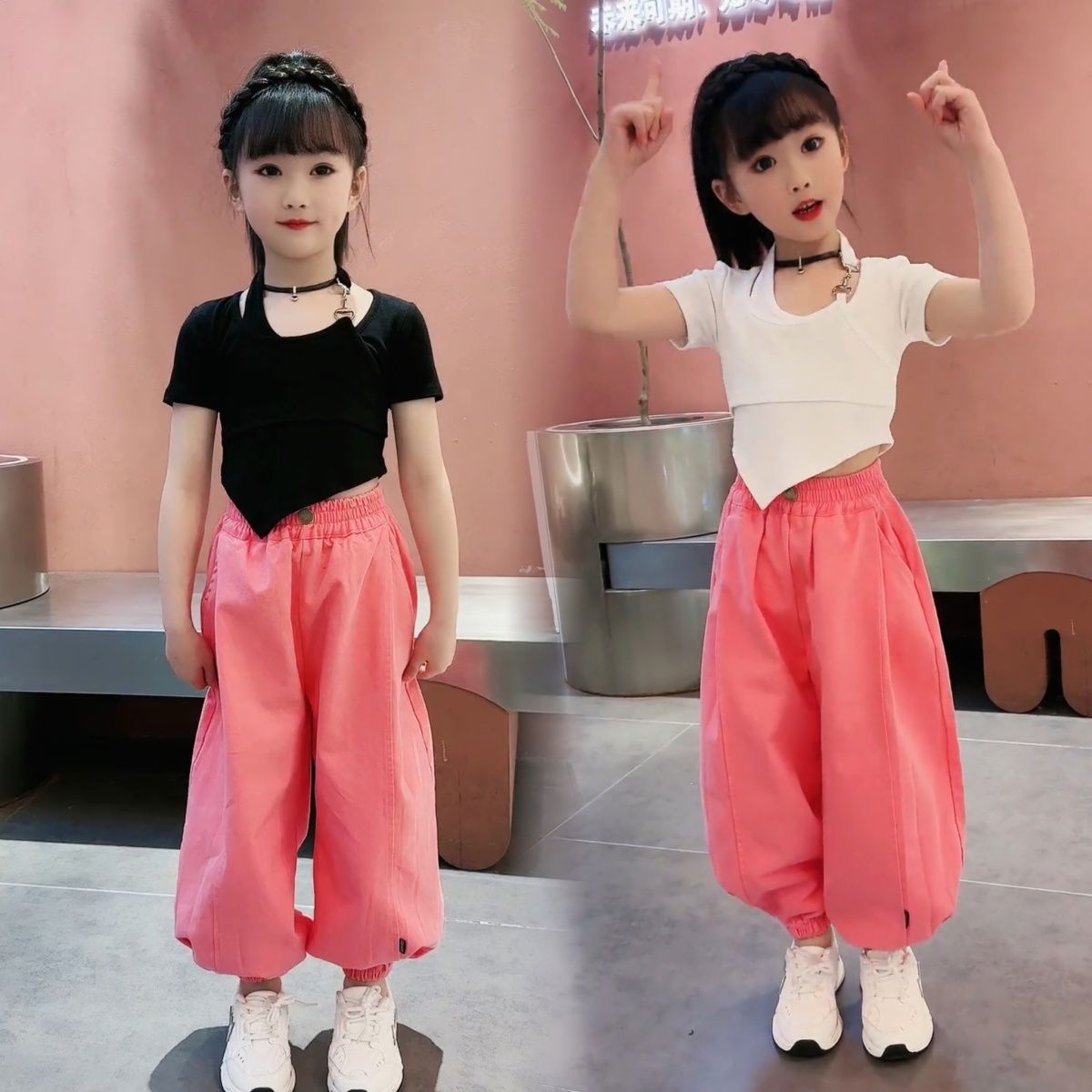 童裝女童夏裝套裝中童大童運動服網紅短袖衣服時髦夏天洋氣兩件套