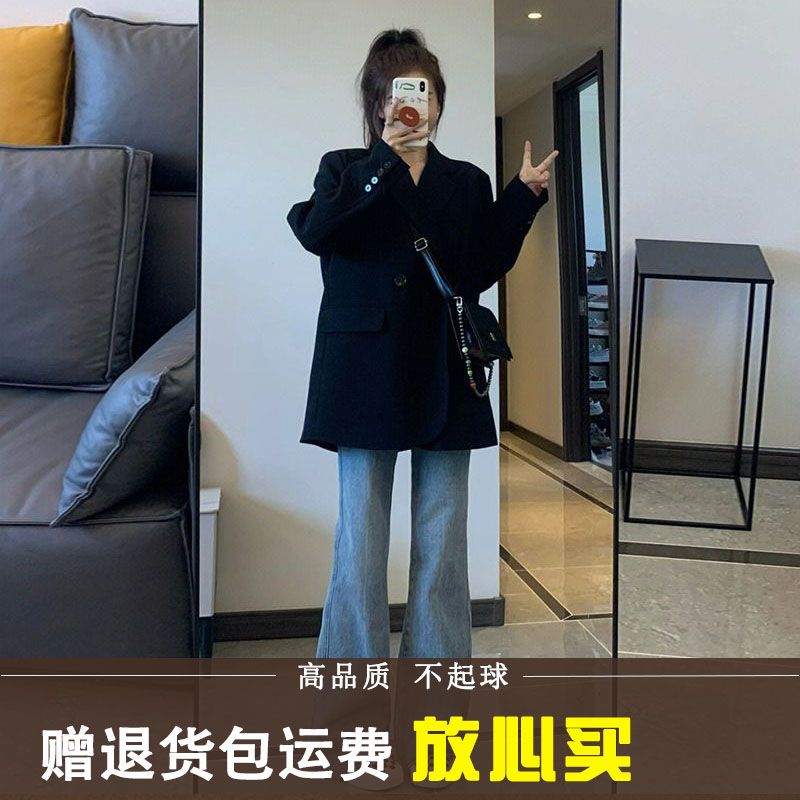 Black suit jacket for women 2023 spring and autumn new style high-end casual temperament this year's popular chic hot style suit