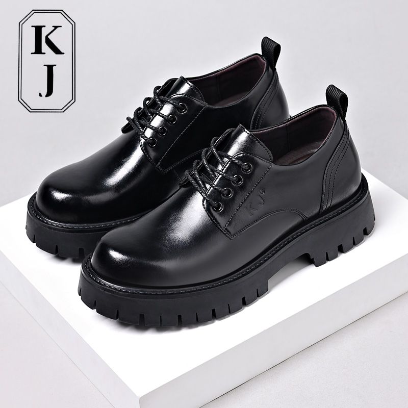 French KJ Men's 8cm Genuine Business Dress Inner Heightening Leather Shoes Korean Edition_vogvips.com