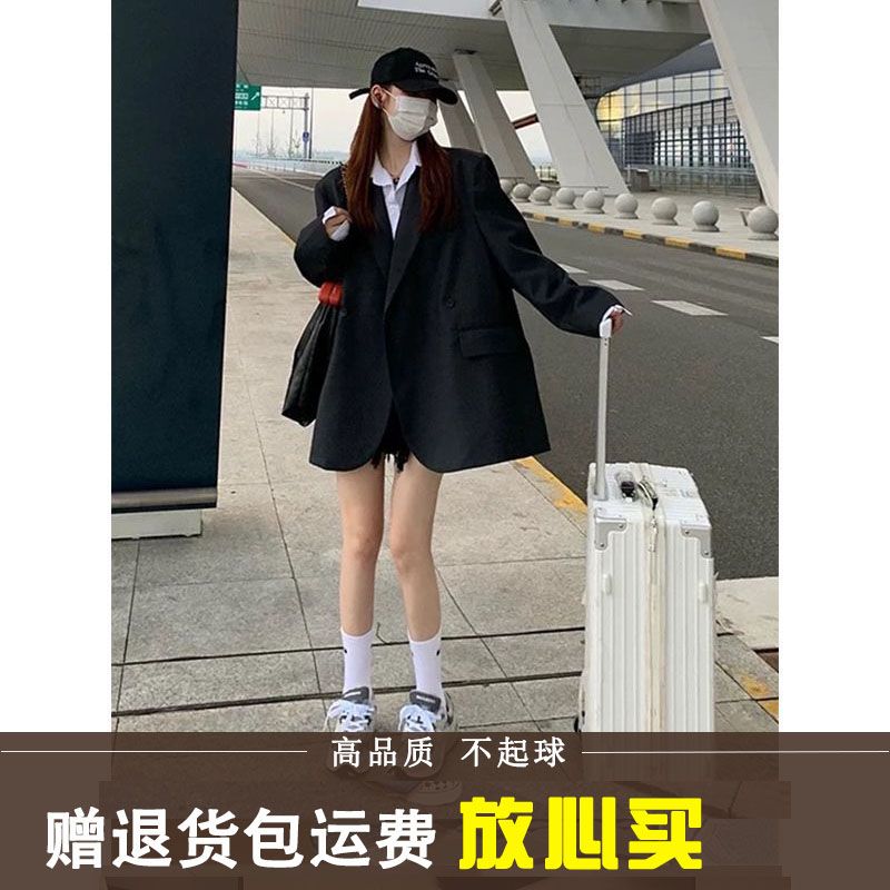 Chic black suit jacket women's high-end design niche 2023 street style spring and autumn small casual small suit