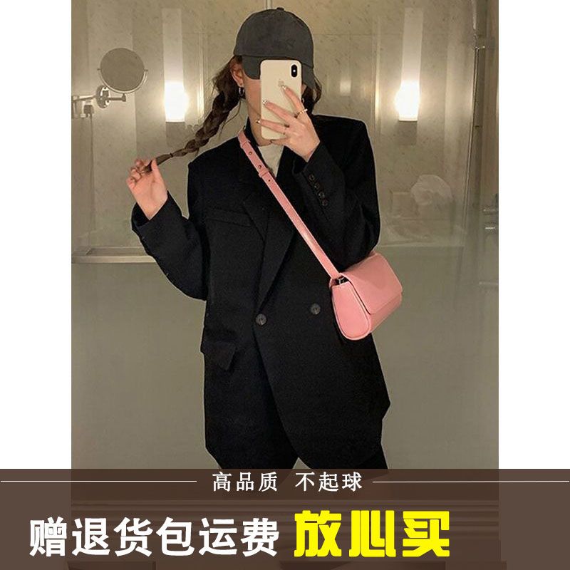 oversize black suit jacket women's high-end 2023 spring and autumn new loose casual silhouette large size suit