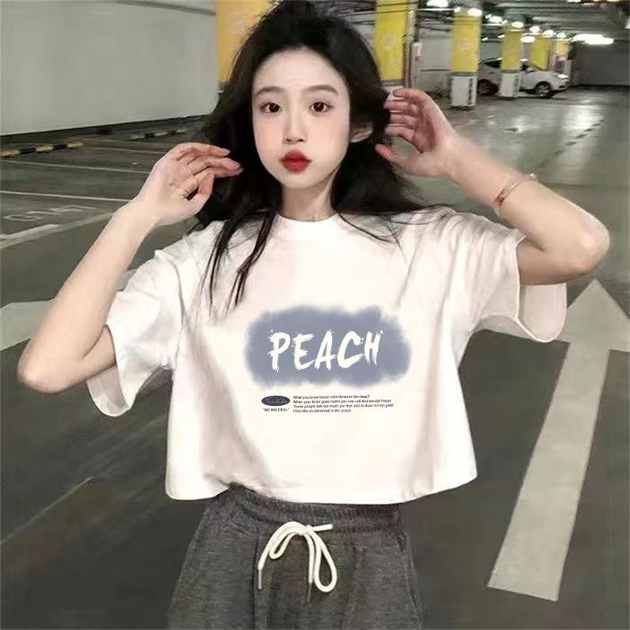 100%純棉ins風鹽系新款短款上衣女學生韓版寬鬆小眾短袖體恤潮流