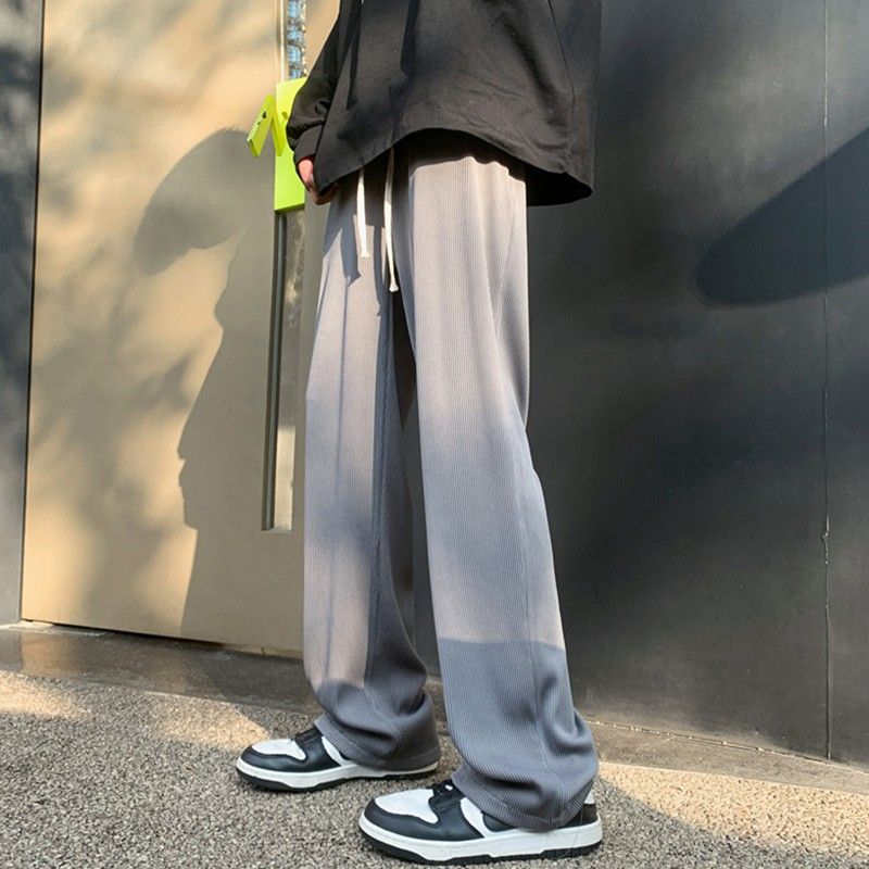 夏季薄款冷淡风高级感灰色冰丝裤男生美式时尚高街百搭休闲拖地裤