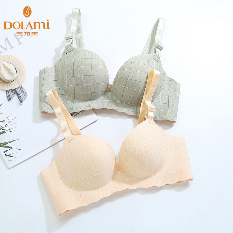 Doramie underwear set women's bra gathers no steel ring light and thin style no trace girl student big chest showing small bra