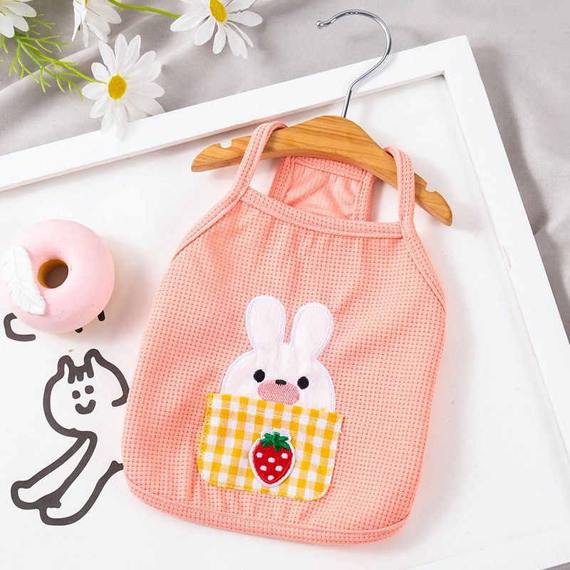 Dog Clothes Flying Sleeves Pet Clothes Sling Summer Tank Top Cute Rabbit Teddy Bears Pomeranian Pet Clothes