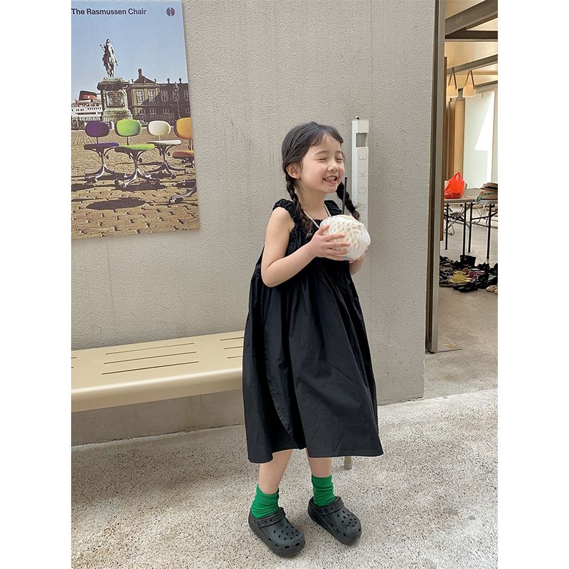 小江南風吊帶連衣裙女童2023夏季甜美洋氣無袖背心裙兒童氣質裙子