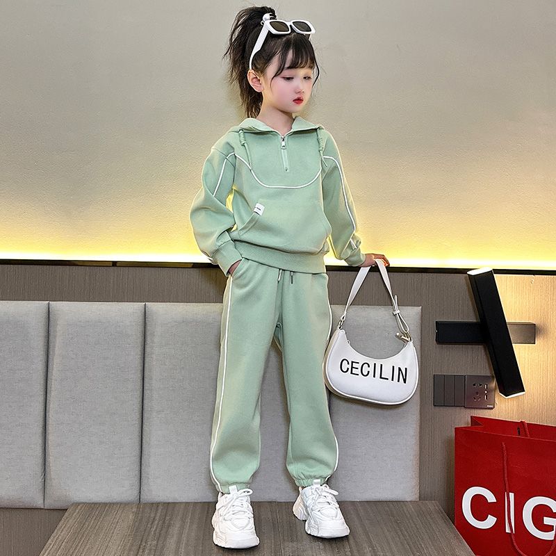男女童春裝套裝2023新款洋氣女孩休閒運動服春季韓版衛衣兩件套潮