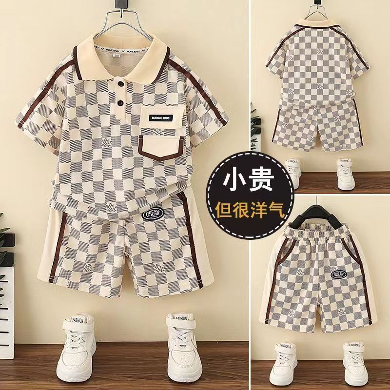 男童夏裝套裝2023新款男孩Polo衫夏季薄款短袖兒童寶寶衣服兩件套