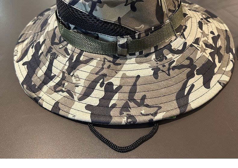 Chapeau d'été en filet à grand bord pour hommes, seau d'alpinisme en plein air, protection solaire, camouflage solaire, chapeau de pêche_voghion.com