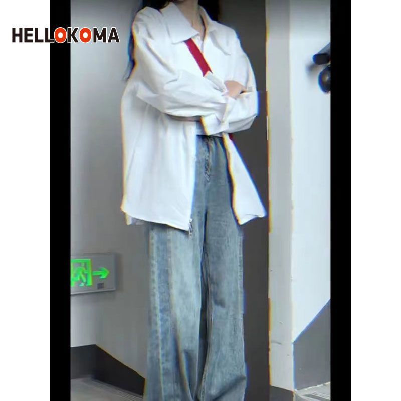 NASA美式大翻領雙頭拉鏈襯衫外套春季衣服女學生ins風長袖薄款潮