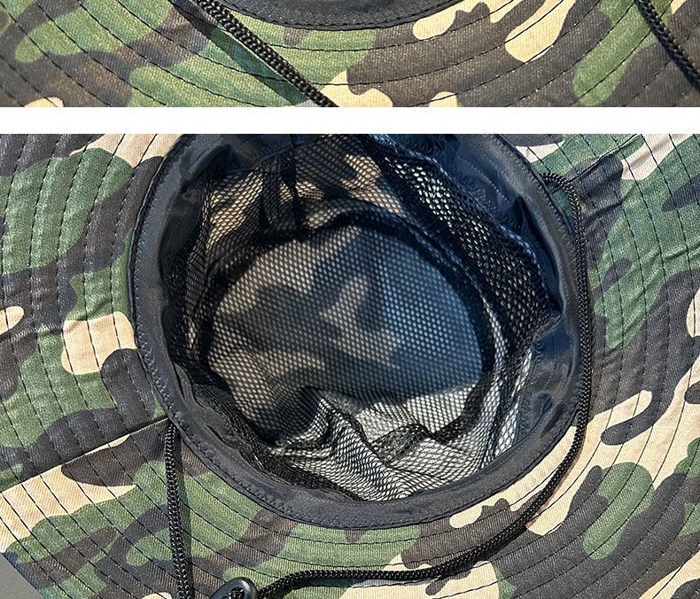 Chapeau d'été en filet à grand bord pour hommes, seau d'alpinisme en plein air, protection solaire, camouflage solaire, chapeau de pêche_voghion.com