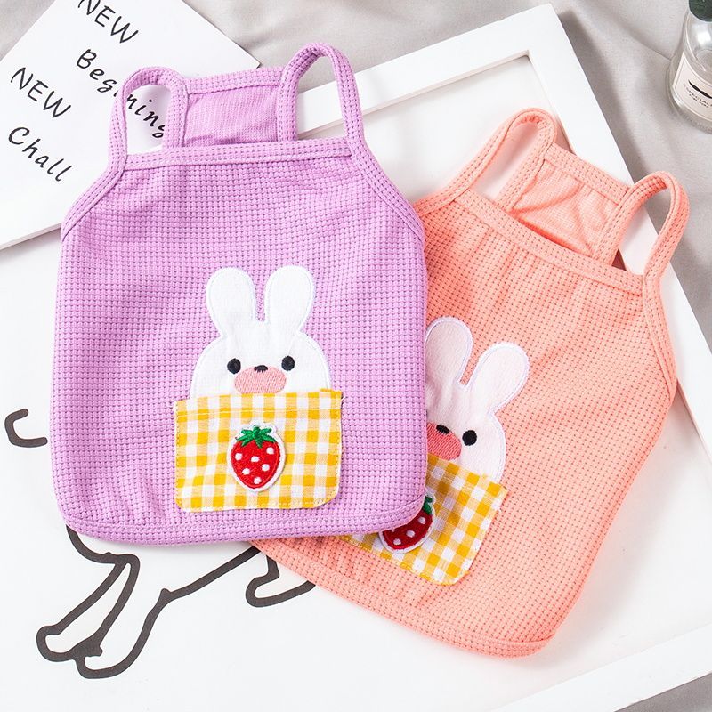 Dog Clothes Flying Sleeves Pet Clothes Sling Summer Tank Top Cute Rabbit Teddy Bears Pomeranian Pet Clothes