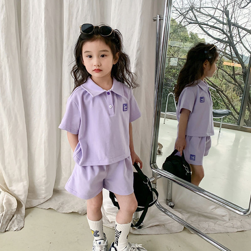 Girls' suit 2023 summer new children's fashionable sports and leisure two-piece suit trendy baby foreign style sweet clothes