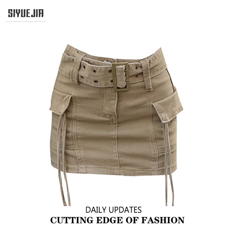 American workwear style denim skirt for women summer new large size fat mm high waist hot girl anti-exposure hip-covering A-line skirt