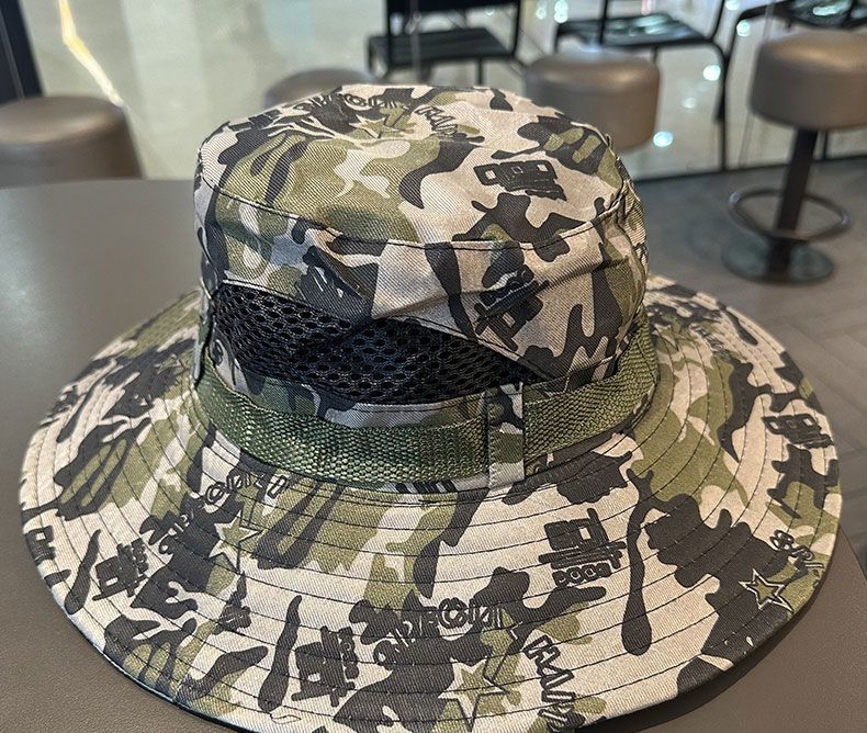 Chapeau d'été en filet à grand bord pour hommes, seau d'alpinisme en plein air, protection solaire, camouflage solaire, chapeau de pêche_voghion.com