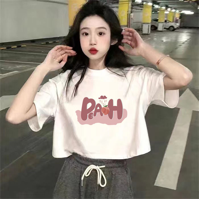 100%純棉爆款短款T恤女美式夏季新款ins百搭上衣潮流辣妹寬鬆短袖